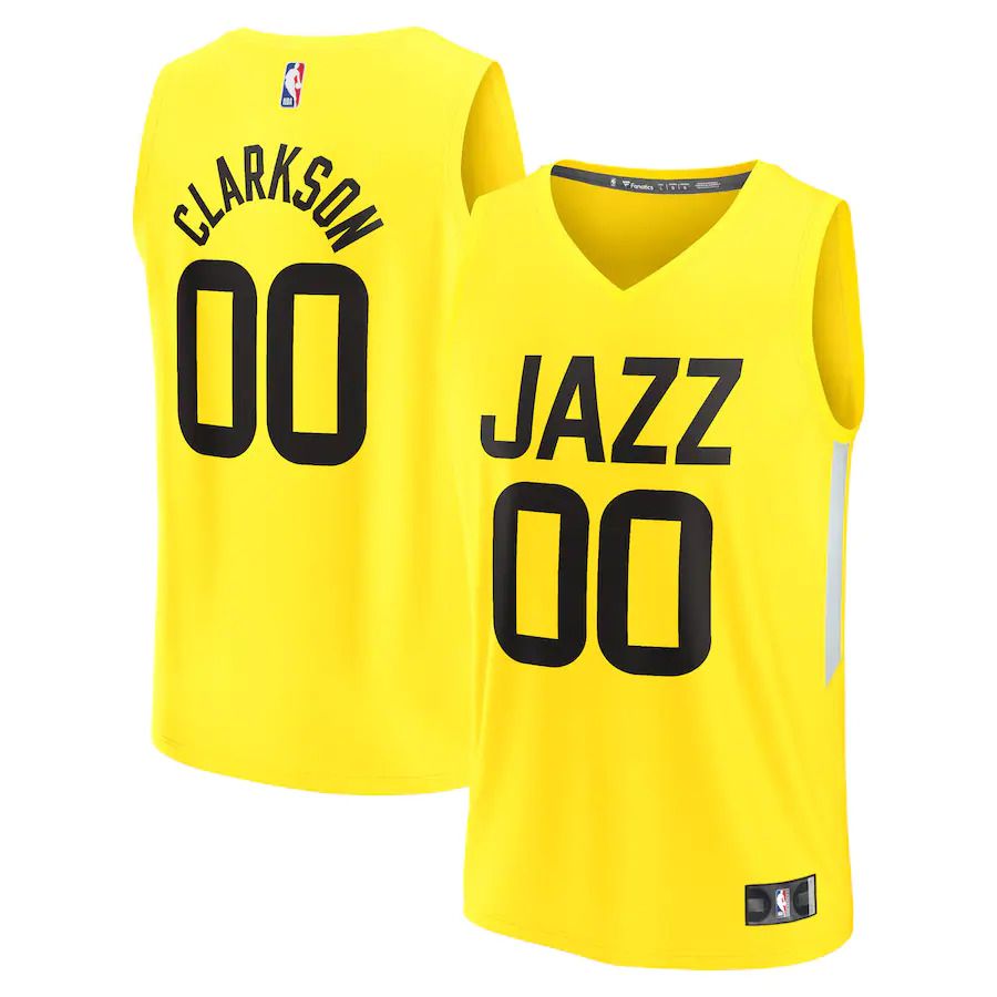 Men Utah Jazz #00 Jordan Clarkson Fanatics Branded Yellow Icon Edition 2022-23 Fast Break Replica Player NBA Jersey->customized nba jersey->Custom Jersey